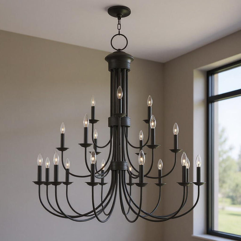 44" Multi Light Dimmable Chandelier With Shades - Bronze