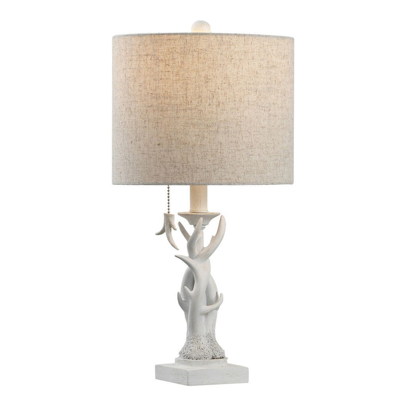 Antlers Desk Lamp LED With Drum Shade - White