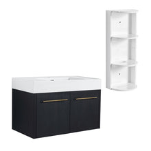 Load image into Gallery viewer, Modern Wall Mounted Bathroom Vanity With Thick Edge Resin Sink And Storage Rack
