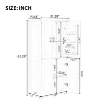Load image into Gallery viewer, Tall And Wide Bathroom Floor Storage Cabinet With 4 Doors, Adjustable Shelves - White
