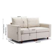 Load image into Gallery viewer, 2 Seat Module Sectional Sofa Couch With 1 Ottoman for living room,Seat Cushion and Back Cushion Non-Removable and Non-Washable,Cream
