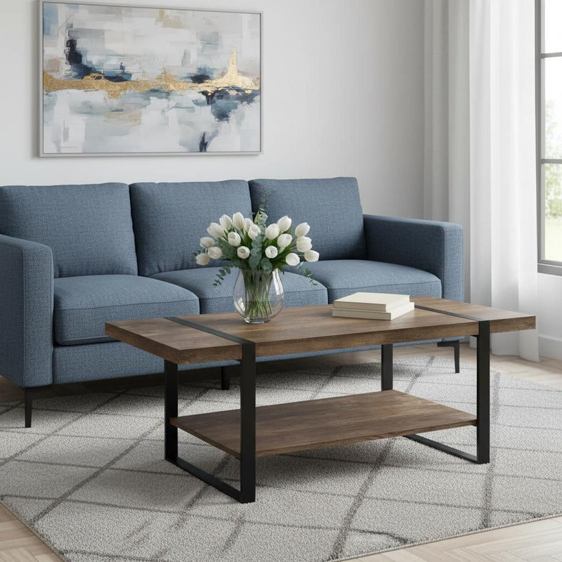 Coffee Table With Shelf - Brown And Black