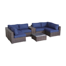 Load image into Gallery viewer, Elegant 4 Person Wicker Patio Seating Set With Cushions And Glass Top Table
