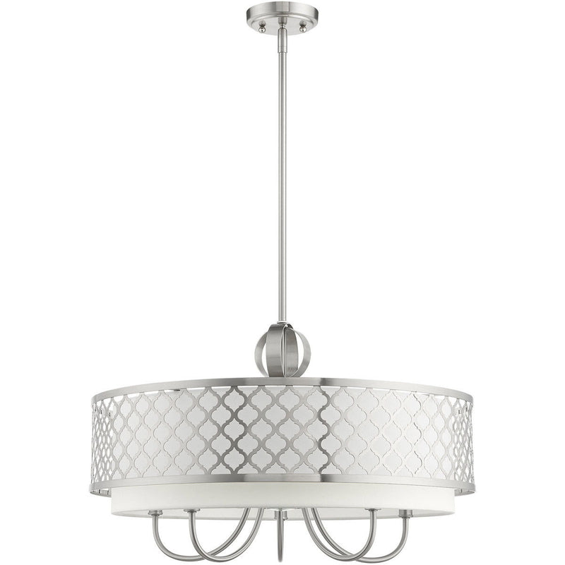 18" 6 Light Dimmable Chandelier With Shades - Nickel