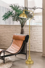Load image into Gallery viewer, Traditional Shaped Floor Lamp With Antiqued Brass Dome Shade - Brass
