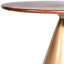 Load image into Gallery viewer, 48" Rounded Solid Wood And Iron Pedestal Base Dining Room Table - Brown
