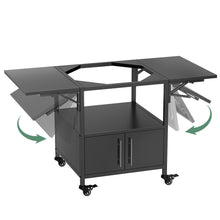 Load image into Gallery viewer, Outdoor Grill Table For Big Egg Style Bbq Metal Grill Cart With 2 Folding Panels Metal - Black
