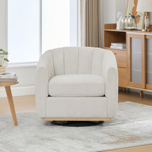 Load image into Gallery viewer, 360 Degrees Swivel Upholstered Barrel Armchair For Living Room - Ivory
