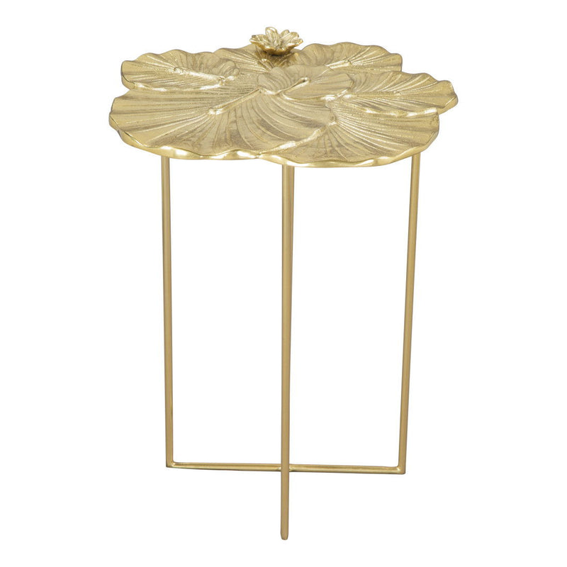 21" Aluminum And Iron Cross Legs End Table - Gold