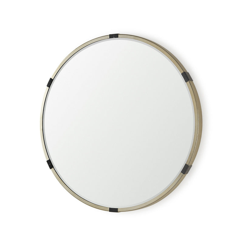 29" Metal Round Framed Accent Mirror - Gold / Black