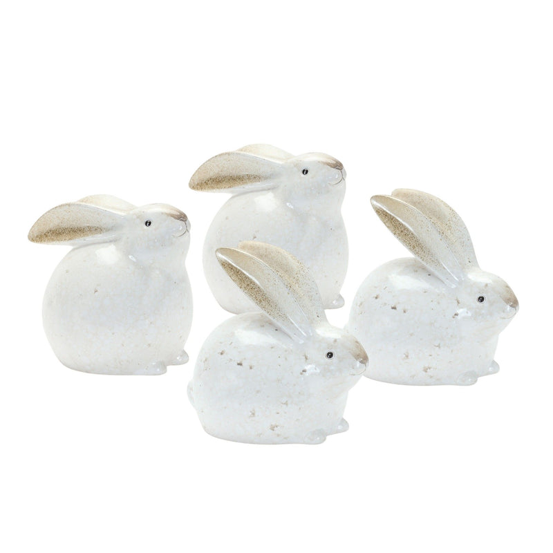 Rabbit Figurines (Set of 4) - White / Brown