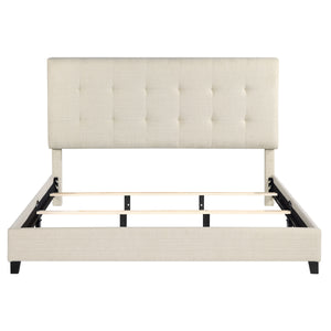 Bridgevine Home King Size Beige Tufted Upholstered Platform Bed