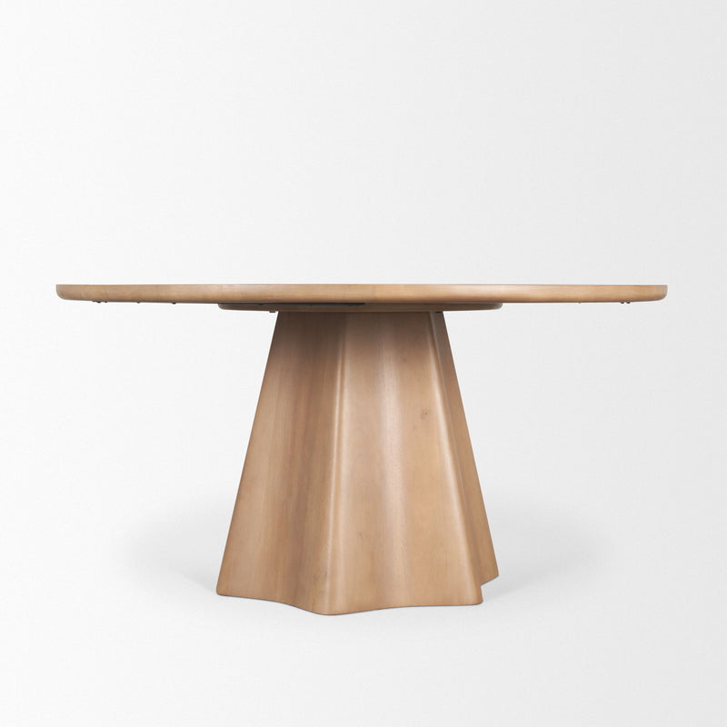 Solid Wood Pedestal Base Round Top Dining Table (727898) - Brown