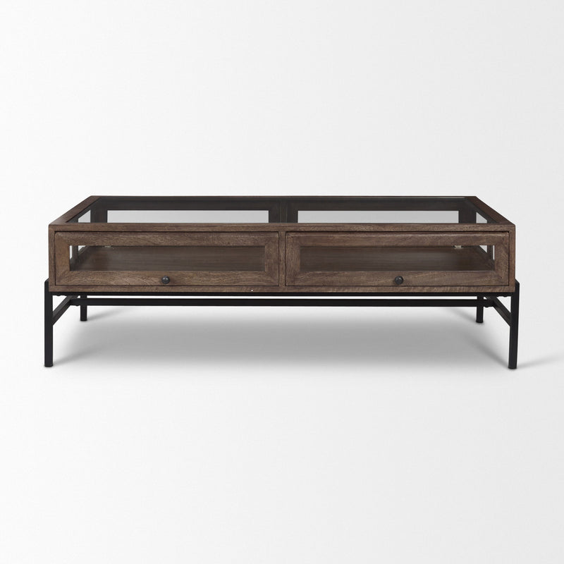 Mirrored Frame Coffee Table (727835) - Clear / Black