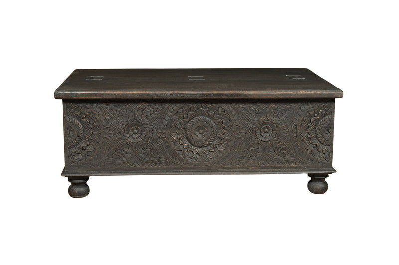 Solid Wood Distressed Lift Top Coffee Table - Black