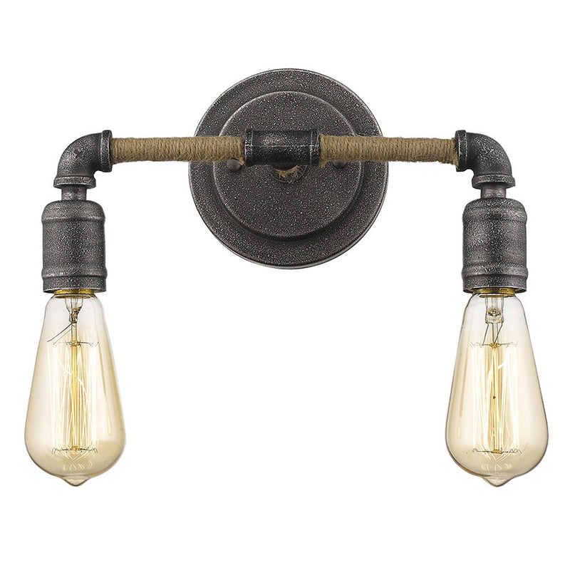 Two Light Industrial Textured Wall Light - Gray
