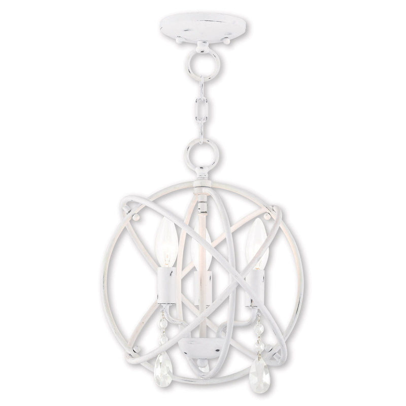 14" Three-Light Dimmable Chandelier With Shades - White