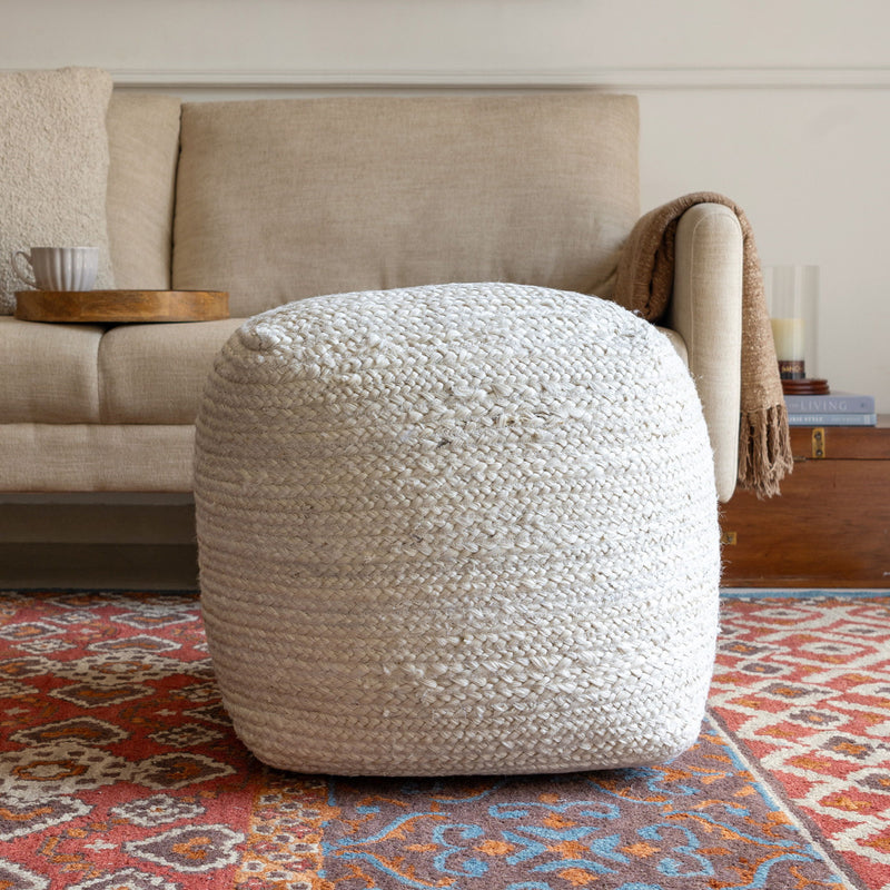 Jute Pouf Ottoman - Natural