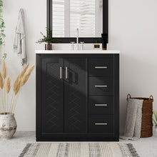 Load image into Gallery viewer, Retro Style Bathroom Vanity With 3 Drawers &amp; Soft-Closing Doors
