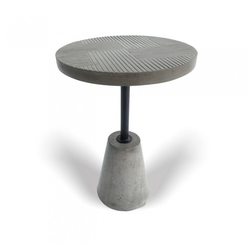 Mod Concrete Metal Pedestal End Table - Textured Gray And Black