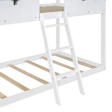 Load image into Gallery viewer, Twin Over Twin Bunk Bed Wood Bed with Roof, Window, Guardrail, Ladder (White)(OLD SKU :LT000045AAK)
