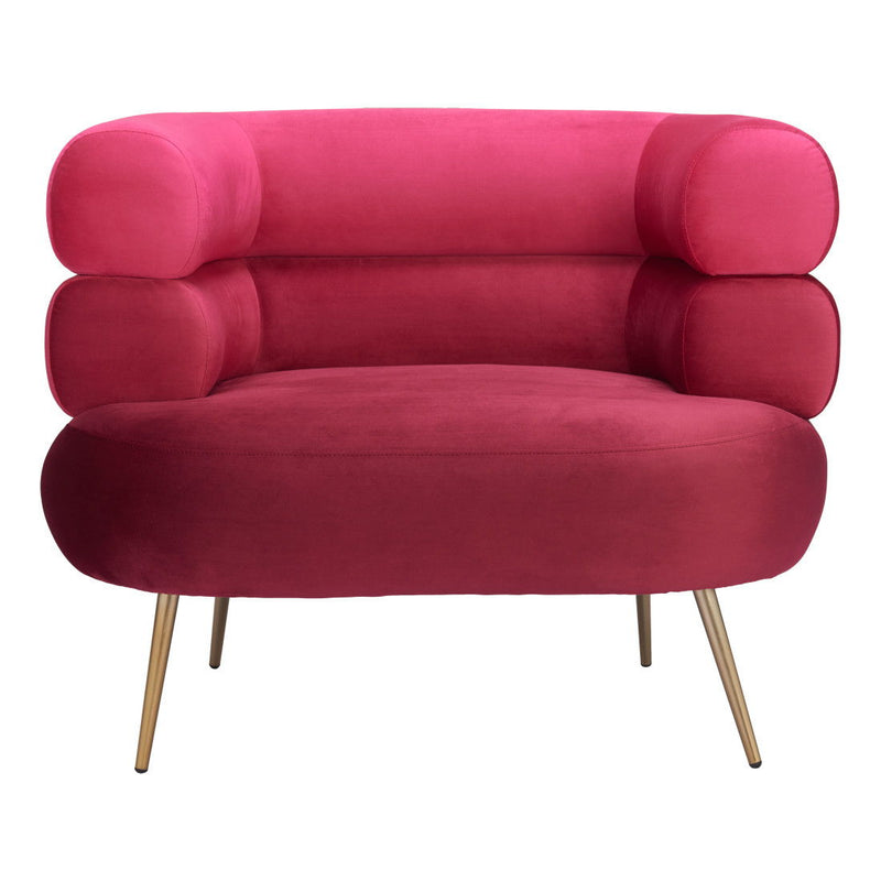 41" Velvet And Upholstered Arm Chair - Red / Gold