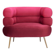 Load image into Gallery viewer, 41" Velvet And Upholstered Arm Chair - Red / Gold
