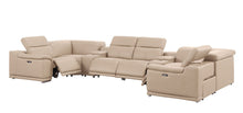 Load image into Gallery viewer, Leather Modular U Shaped Eight Piece Corner Sectional With Console - Beige
