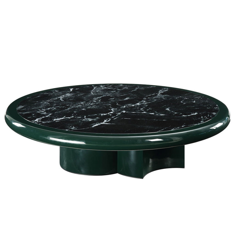 Wood Round Pedestal Coffee Table - Dark Green