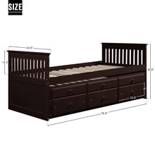 Load image into Gallery viewer, TOPMAX Captain&#39;s Bed Twin Daybed with Trundle Bed and Storage Drawers, Espresso
