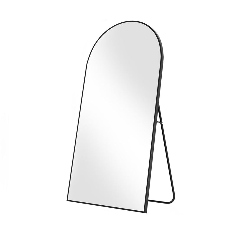 Aluminum Arch Wall Mounted Leaning And Freestanding Framed Full Length Mirror - Black