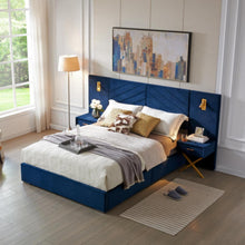 Load image into Gallery viewer, Comfortable Upholstered Bed With Vertical Channel Tufted Wingback Headboard
