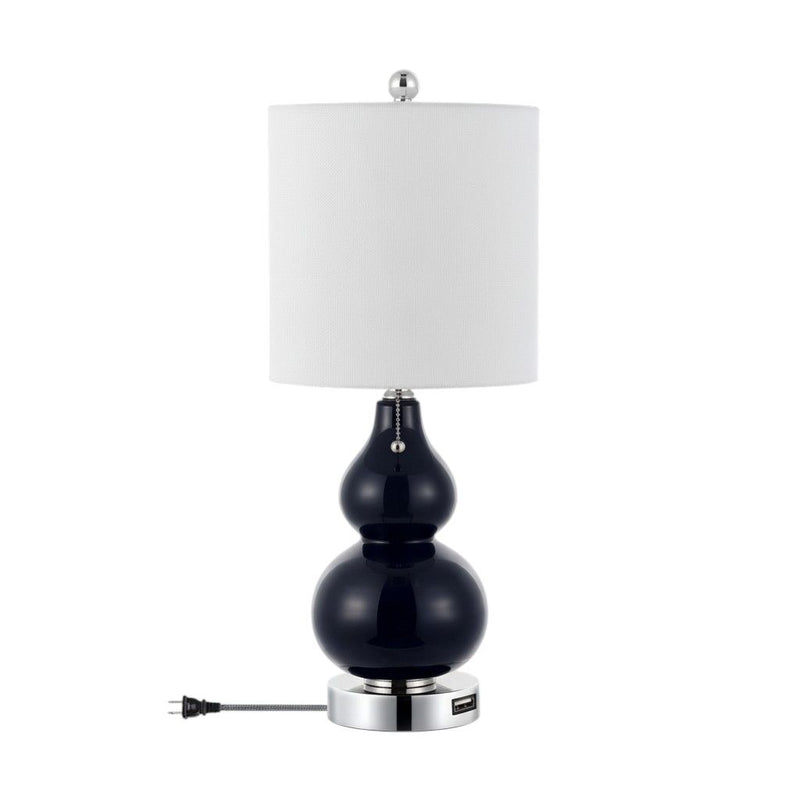 22" Gourd Table Lamps With Drum Shades (Set of 2) - Silver