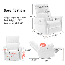 Load image into Gallery viewer, 29.92" 270 Power Swivel Rocker Recliner Chair, Electric Glider Reclining Sofa With USB Ports, Power Swivel Glider, Rocking Chair Nursery Recliners For Living Room Bedroom
