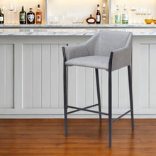 Load image into Gallery viewer, 30" Fabric And Steel Bar Height Bar Chair - Slate Gray And Black
