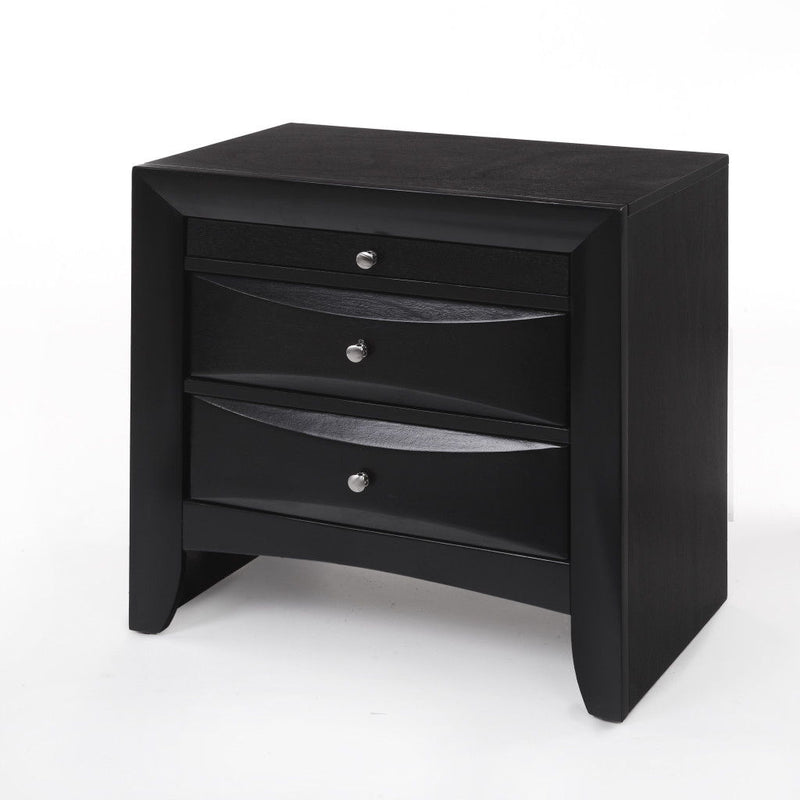 Three Drawer Nightstand - Black