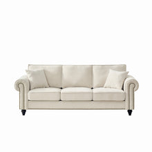 Load image into Gallery viewer, 3 Seater Sofa With Tufted Upholstery, Rolled Arms, Nailhead Trim
