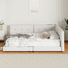 Load image into Gallery viewer, Modern Upholstered Platform Bed With USB Ports And LED Belt
