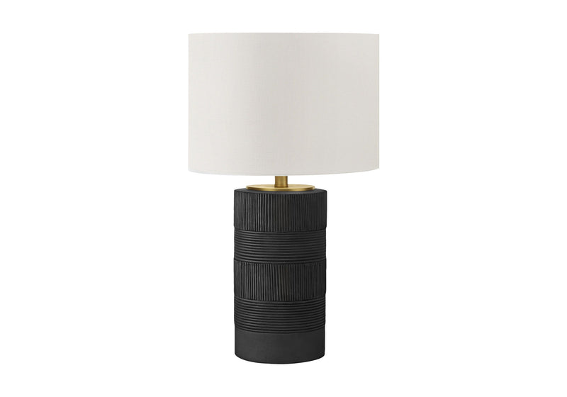 Cylinder Table Lamp With Ivory Drum Shade - Black
