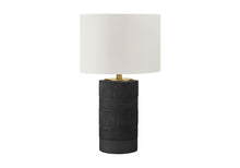 Load image into Gallery viewer, Cylinder Table Lamp With Ivory Drum Shade - Black
