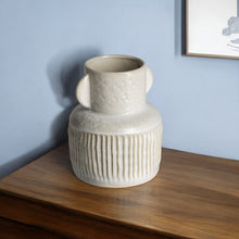 Load image into Gallery viewer, Whitewash Handled Textured Vase - White

