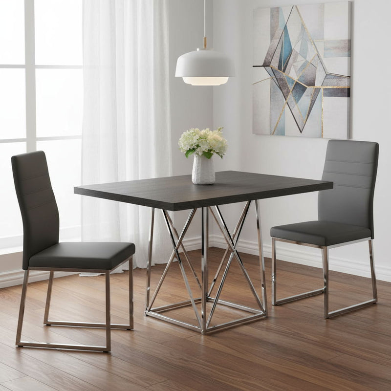 48" Metal Dining Table - Gray / Silver