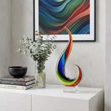Load image into Gallery viewer, Murano Modern Abstract Tabletop Sculpture (376108) - Clear / Red / Blue
