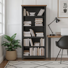 Load image into Gallery viewer, High 5 Shelf Bookcase - Black / Whiskey
