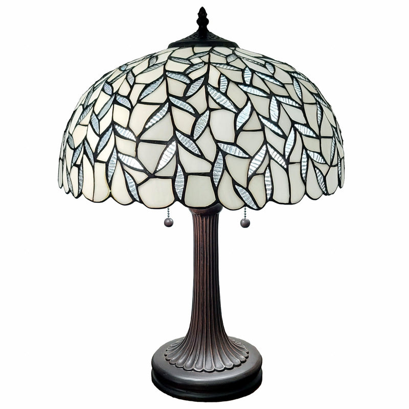 12" x 21" x 23" Metal Two Light Candlestick Table Lamp With Shade - Dark Brown / White