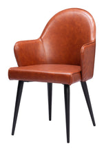 Load image into Gallery viewer, Upholstered Faux Leather Dining Arm Chair - Brown

