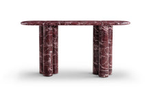 Load image into Gallery viewer, Genuine Marble And Stone Double Pedestal Console Table - Red
