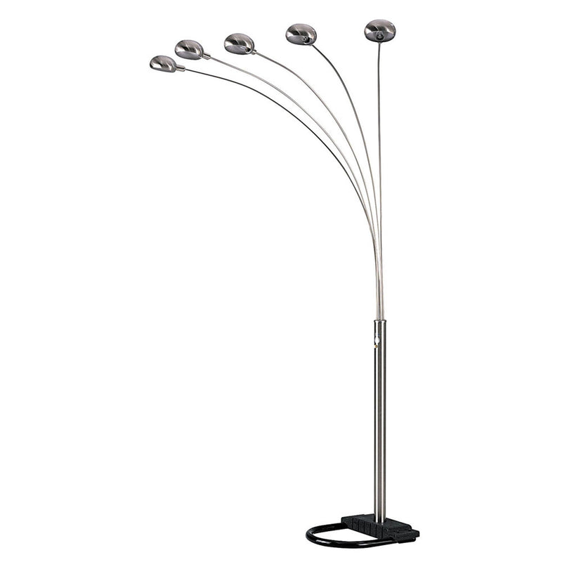 Five Lights Arc Floor Lamp With Nickel Dome Shade - Nickel