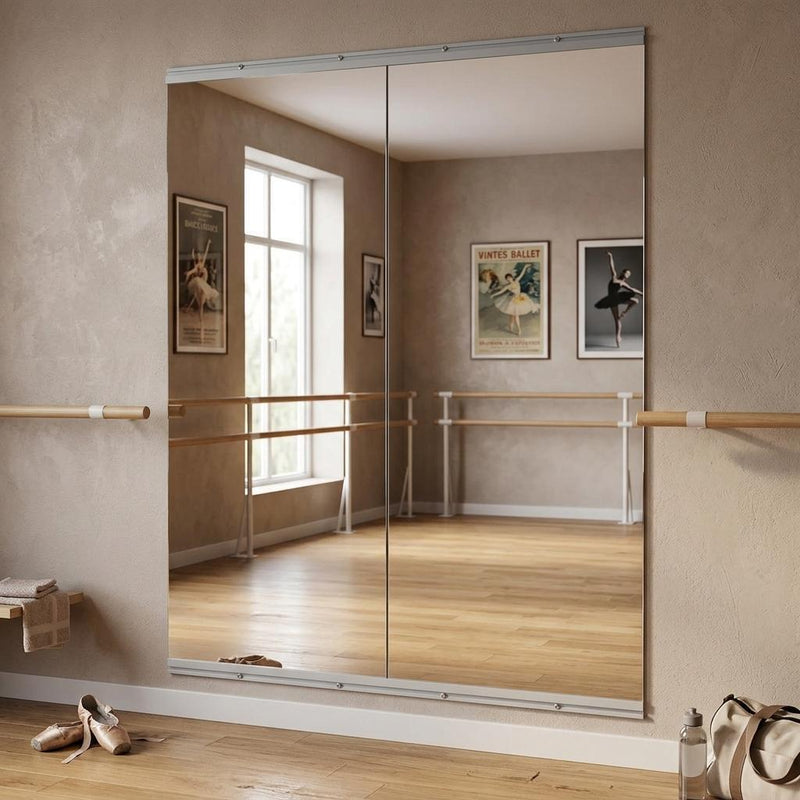 X 32" Frameless Work Out Mirrors (Set of 2) - Silver