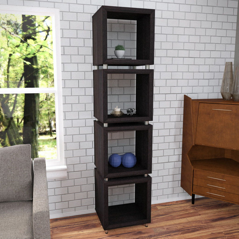 Four Tier Zig Zag Bookcase (490161) - Walnut
